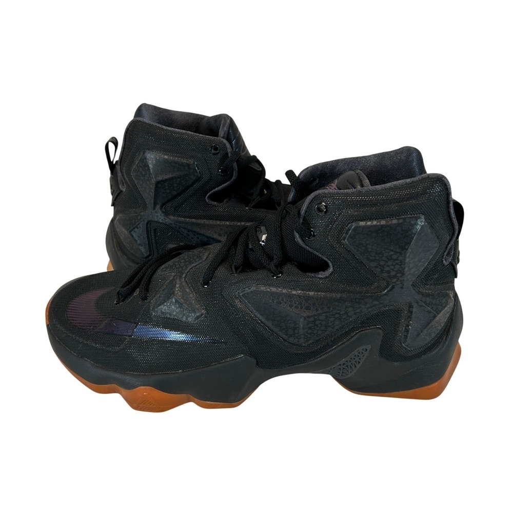 Nike LeBron 13 Black Gum Light Brown Basketball Shoes 807219-001 Mens Size 10